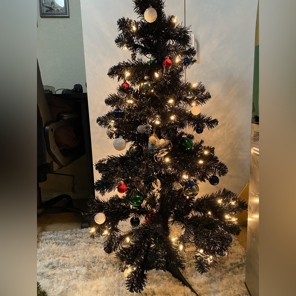 4-ft tall black Christmas tree.